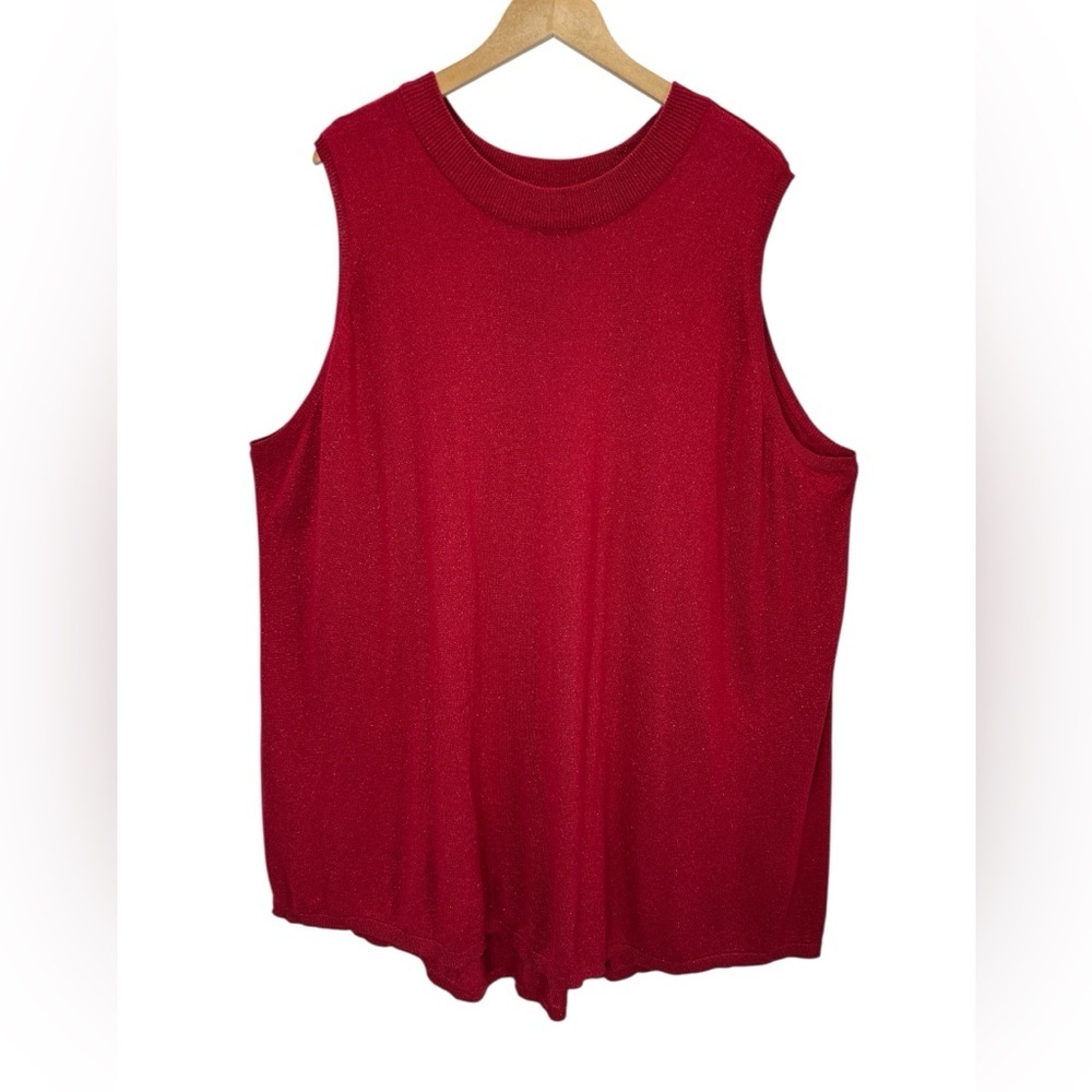 Catherines Red Sweater Tank Top Swank Sleeveless Scoop Neck Metallic Plus 4X